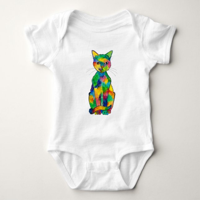 Regenbogen-Katzen-Baby-Bodysuit Baby Strampler (Vorderseite)