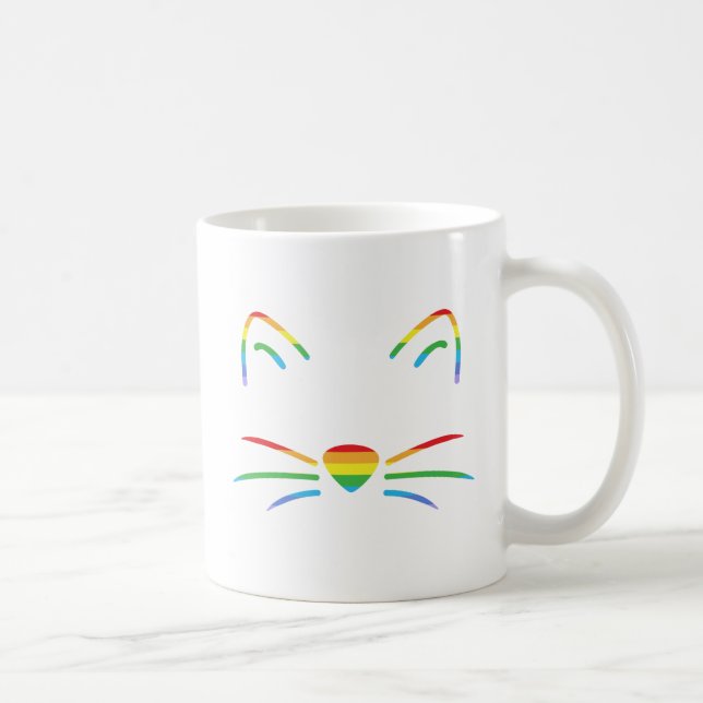 Regenbogen-Katzen-Bart-Klassiker-Tasse Tasse (Rechts)