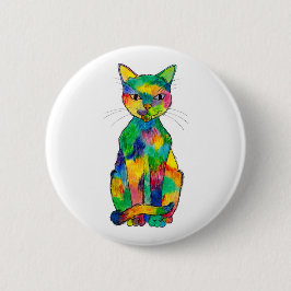 Regenbogen-Katzen-Knopf Button