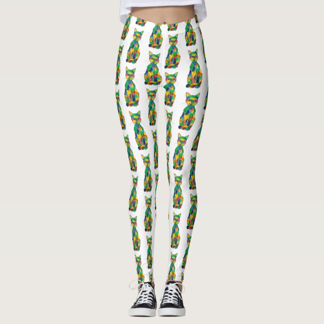 Regenbogen-Katzen-Leggings Leggings (Vorderseite)