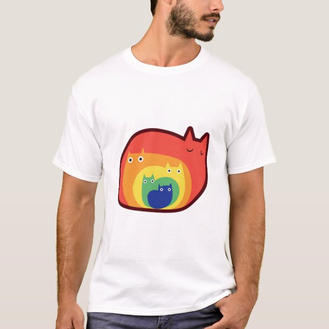 Regenbogen Katzen  T-Shirt (Vorderseite)