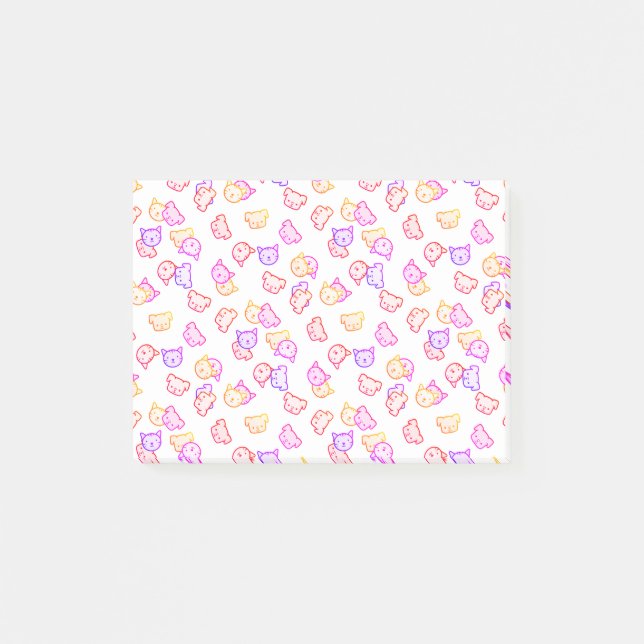 Regenbogen Katzen und Hunde Post-it Klebezettel (Vorderseite)