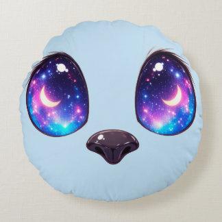 Regenbogen-Katzenaugen Kawaii-Katzengesicht-Illust Rundes Kissen