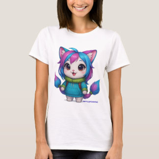 👉 Regenbogen Kawaii Katze – Süßes Chibi-Pastell-D T-Shirt