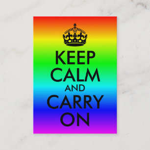 Regenbogen Keep Calm and Carry On Visitenkarte