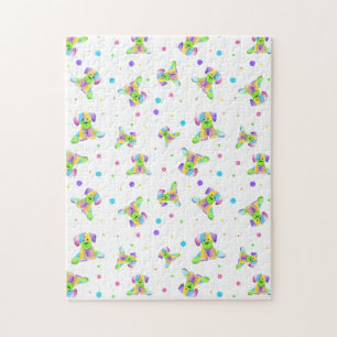 Regenbogen Kinder Hund Welpe Punkte hell lustige F Puzzle