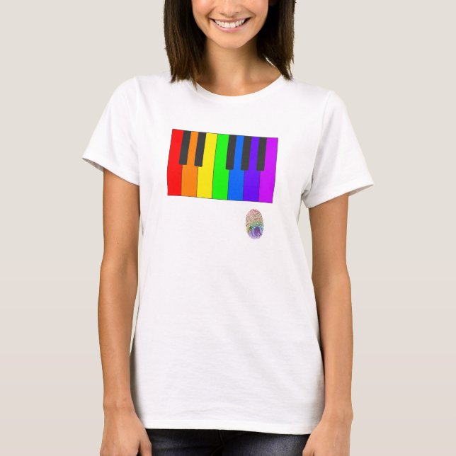 Regenbogen-Klavier T-Shirt (Vorderseite)