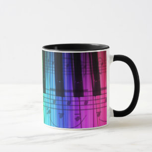 Regenbogen-Klavier-Tastatur und Anmerkungen Tasse