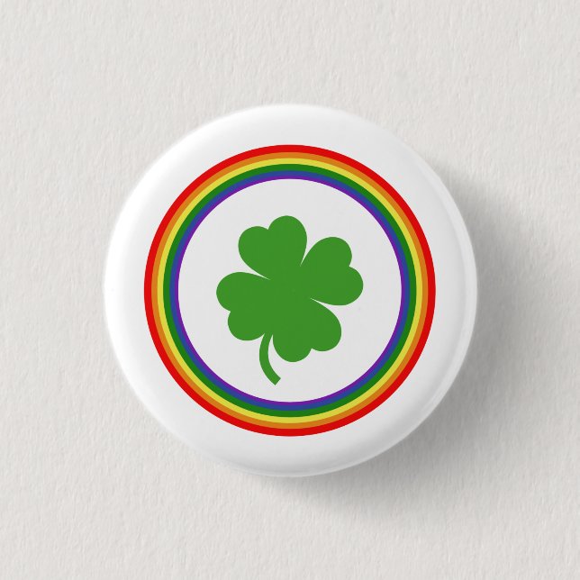 Regenbogen-Kleeblatt-Knopf Button (Vorderseite)