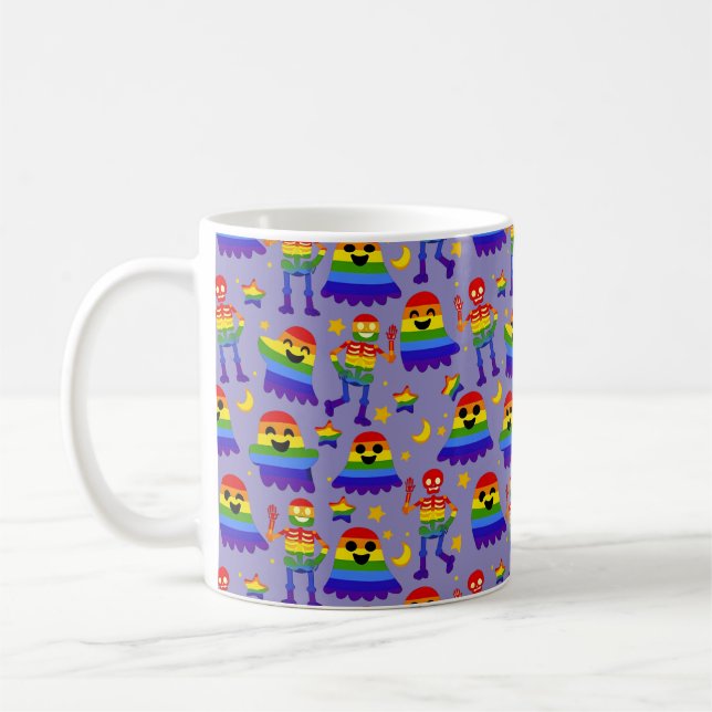 🦇🌈 Regenbogen-Knochen & Sterne  Kaffeetasse (Links)