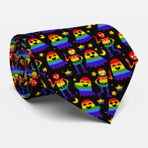 🦇🌈 Regenbogen-Knochen & Sterne  Krawatte