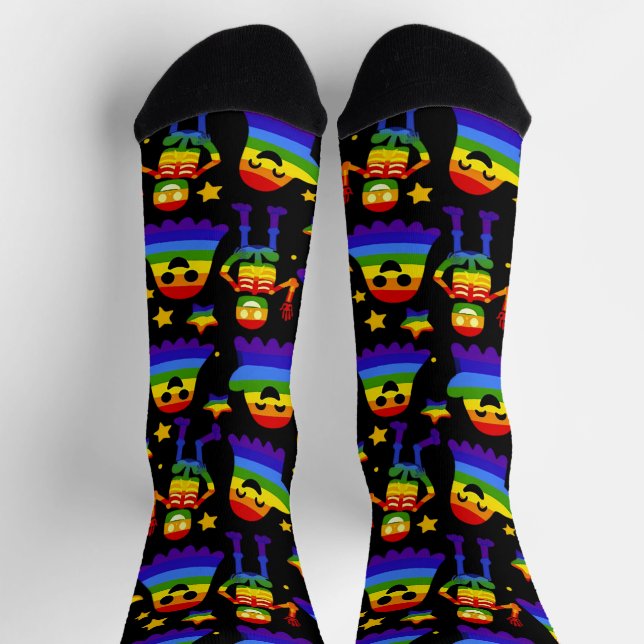 🦇🌈 Regenbogen-Knochen & Sterne  Socken (Oben)