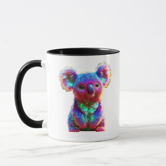 Regenbogen-Koala-Fantasy-Kunst Tasse (Links)