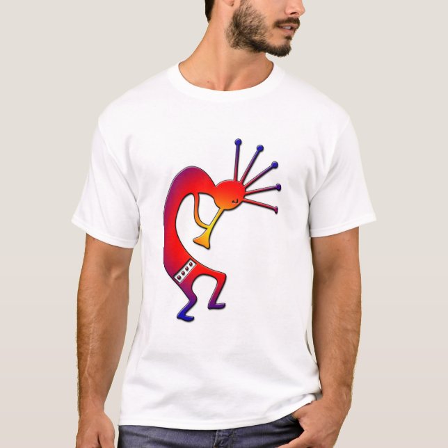 Regenbogen Kokopelli T-Shirt (Vorderseite)