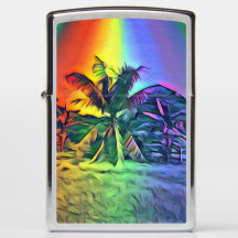 Regenbogen-Kokosnuss-Palme Zippo Taschen-Feuerzeug