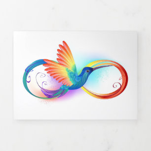 Regenbogen-Kolibri mit Unendlichkeitssymbol Dreifach Gefaltete Einladung
