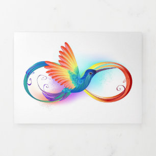 Regenbogen-Kolibri mit Unendlichkeitssymbol Dreifach Gefaltete Karte