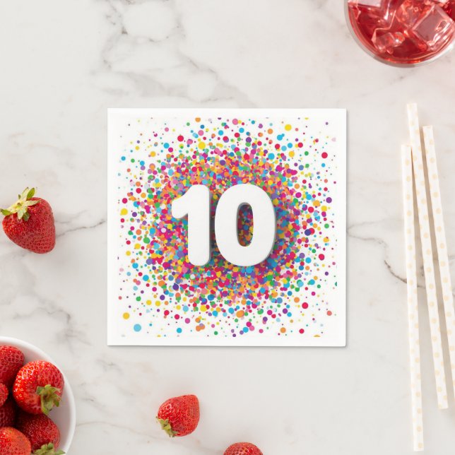 Regenbogen-Konfetti Geburtstagsservietten Buntes A Serviette (Beispiel)
