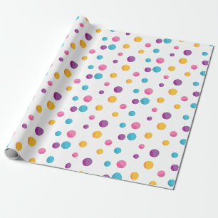Regenbogen-Konfetti-Punkte-Geburtstagsfeier Geschenkpapier