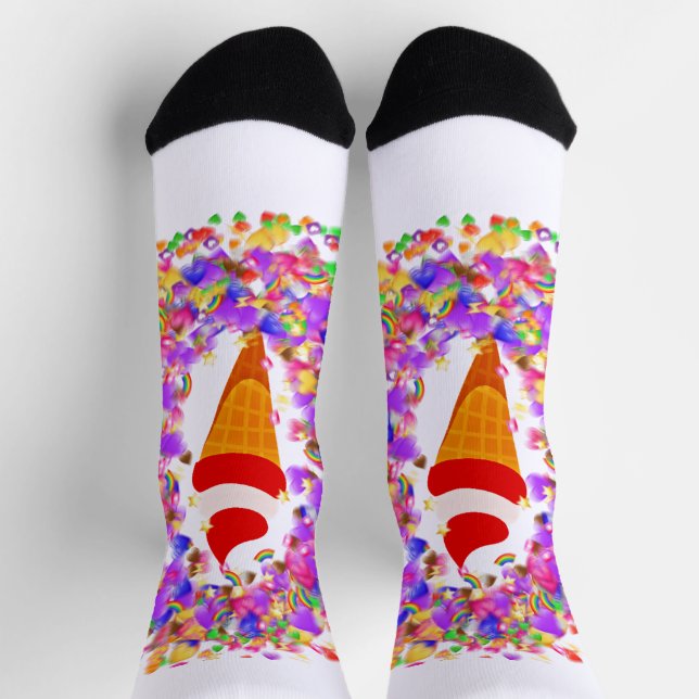 Regenbogen-Konfetti-Swirleis Socken (Oben)