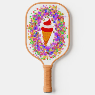 Regenbogen-Konfetti-Wirbel-Eiscreme Pickleball Schläger