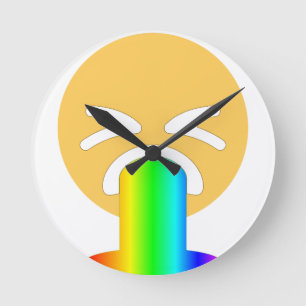Regenbogen-Kotz-Emoji Runde Wanduhr