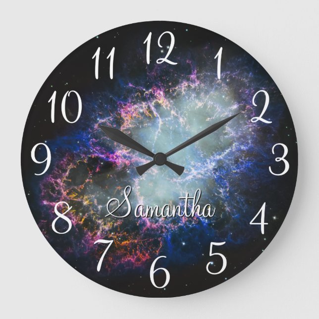 Regenbogen-Krabbennebel Personalisiert Große Wanduhr (Vorderseite)