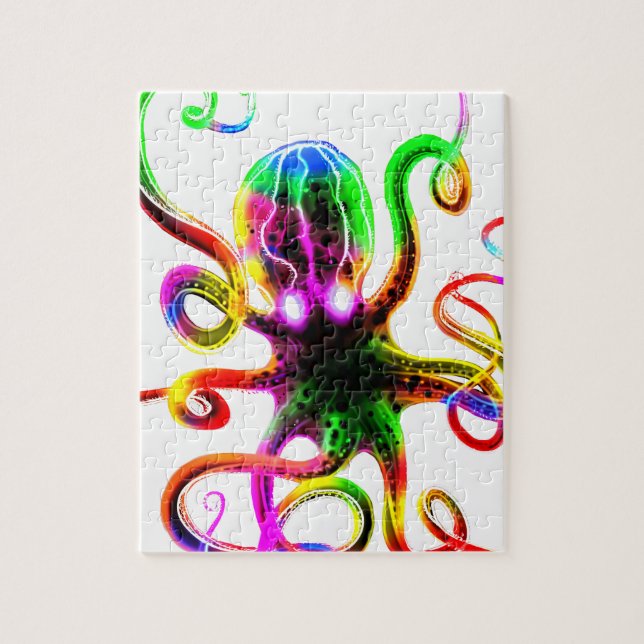 Regenbogen Kraken Glühen Puzzle (Vertikal)