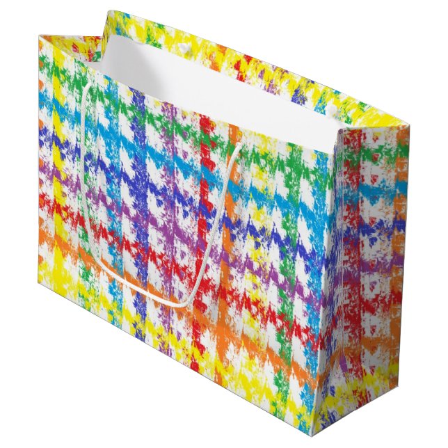 Regenbogen-Kratzer Große Geschenktüte (Vorderseite Schrägansicht)