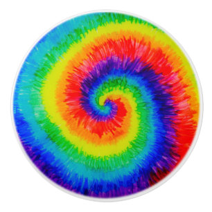 Regenbogen-Krawatten-Alkohol-Tinte Keramikknauf
