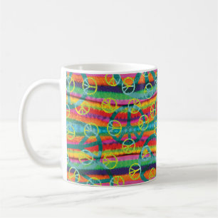 Regenbogen-Krawatten-Friedenszeichen Retro Kaffeetasse