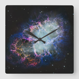 Regenbogen-Krebsnebel Quadratische Wanduhr
