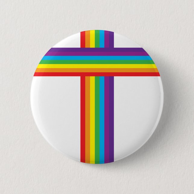 Regenbogen KREUZ Button (Vorderseite)