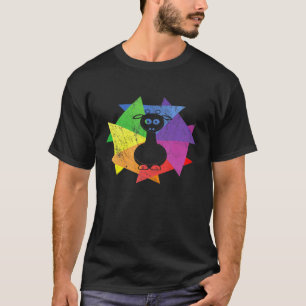 Regenbogen-Lama-Liebhaber-Retro-Stil-Silhouette T-Shirt
