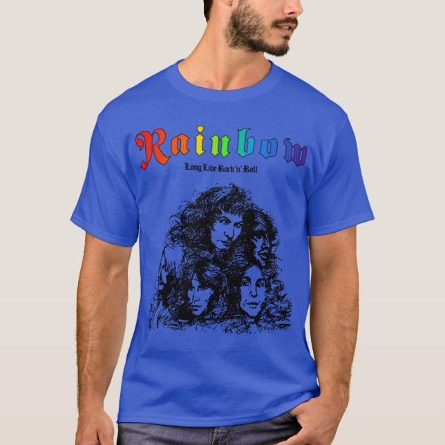 Regenbogen lang lebe Rock Roll Retro lustig T-Shirt (Vorderseite)