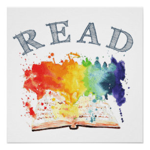 Regenbogen las Aquarell-Buch-Winkel-Plakat Poster