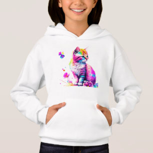 Regenbogen-Laune: Kätzchen in Blüte Hoodie