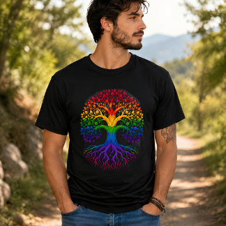 Regenbogen-Lebensbaum künstlerisch lebendig T-Shirt
