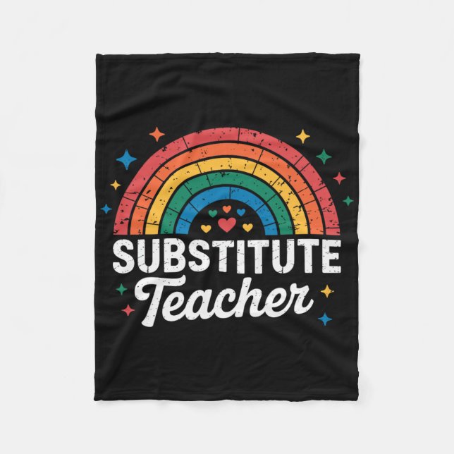 Regenbogen-Lehrer Zurück zur Schule Vertretungsleh Fleecedecke (Vorderseite)