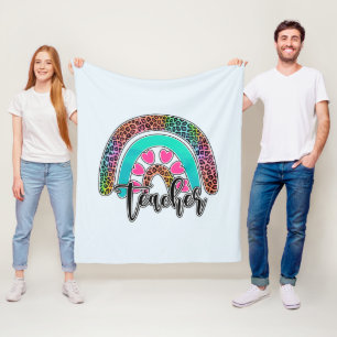 Regenbogen-Lehrerin - farbenfrohe Leopard-Printwer Fleecedecke