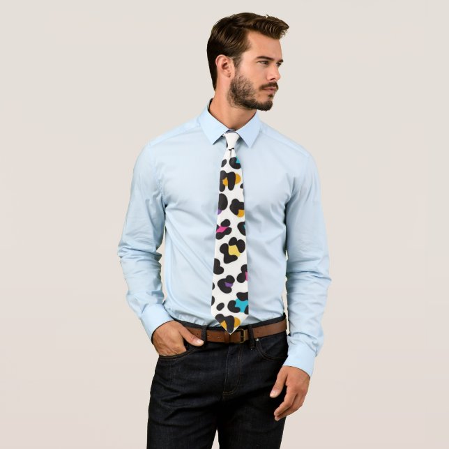 Regenbogen-Leopard-Cheetah-Bunt-Tierdruck  Krawatte (Beispiel)