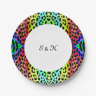 Regenbogen-Leopard-Druck-Entwurf Pappteller