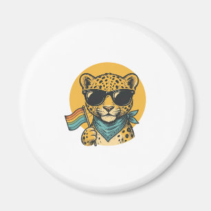 Regenbogen-Leopard-Stolzflagge Vintage-Vektordesig Magnet