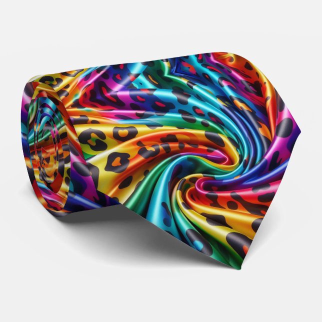 Regenbogen-Leoparden-Druck-Halstuch Krawatte (Gerollt)