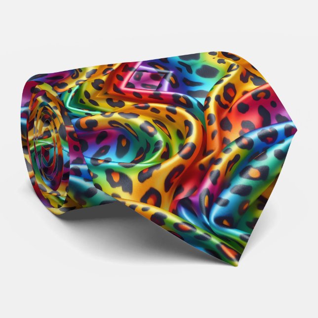 Regenbogen-Leoparden-Druck-Halstuch Krawatte (Gerollt)