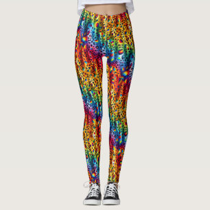 Regenbogen-Leoparden-Druck Leggings   Knallbunte F