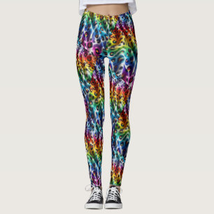 Regenbogen-Leoparden-Druck Leggings   Kräftige Far