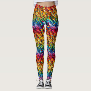 Regenbogen-Leoparden-Druck Leggings   Kräftige Far