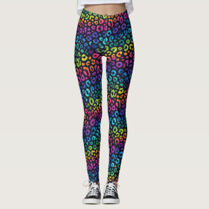 Regenbogen-Leoparden-Druck Leggings   Kräftige Far