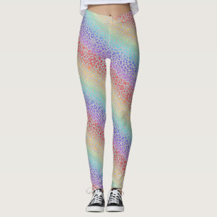 Regenbogen-Leoparden-Druck Leggings   Kräftige Far
